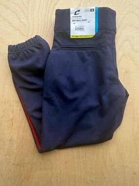 Champro Fast Pitch Softball Pants in Navy Blue with Red Piping Women's S NWT